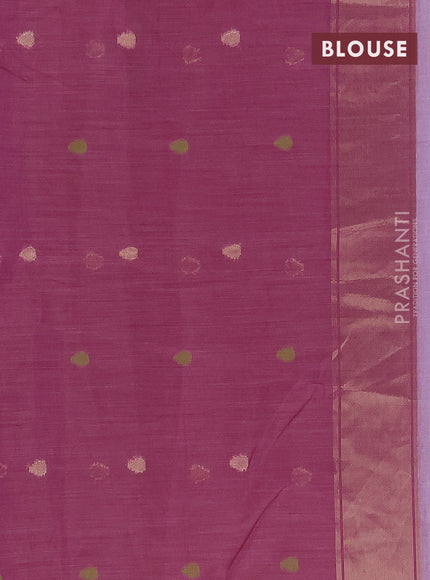 Munga cotton saree lavender shade with thread woven floral buttas in borderless style