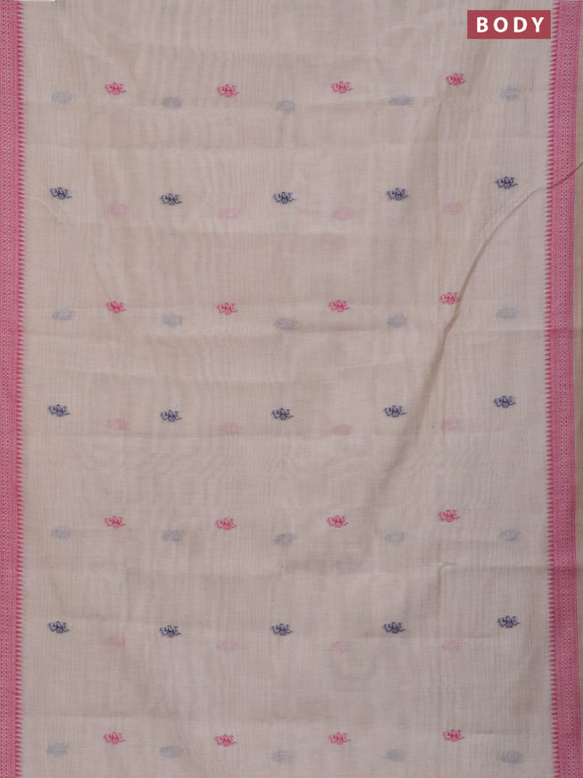 Munga cotton saree beige and pastel blue shade with thread woven warli buttas and thread woven border