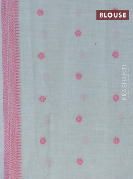 Munga cotton saree beige and pastel blue shade with thread woven warli buttas and thread woven border