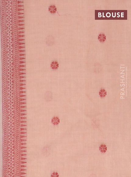 Munga cotton saree beige and pastel peach with thread woven warli buttas and thread woven border