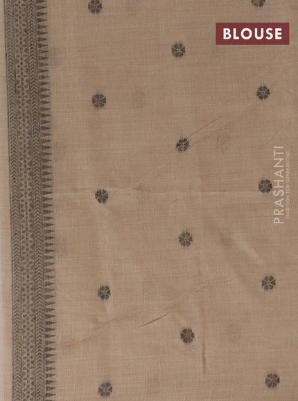 Munga cotton saree beige and pastel brown with thread woven warli buttas and thread woven border