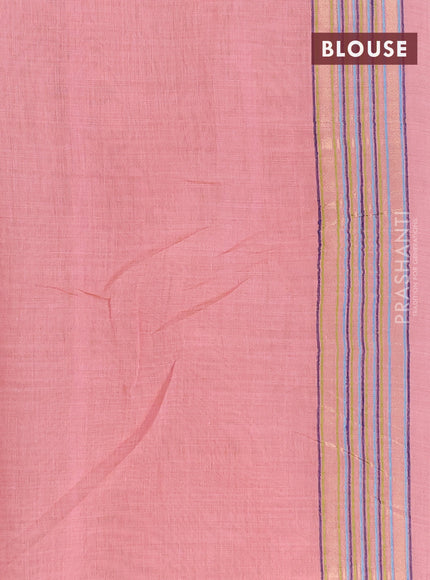 Munga cotton saree pastel pink with thread woven floral buttas and woven border