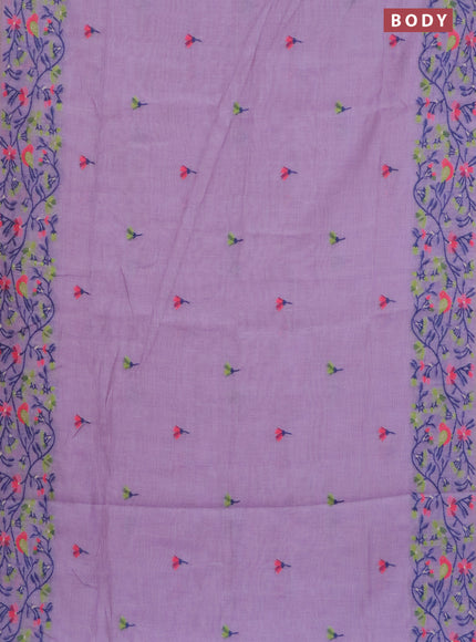 Munga cotton saree lavender shade with thread woven floral buttas and woven border