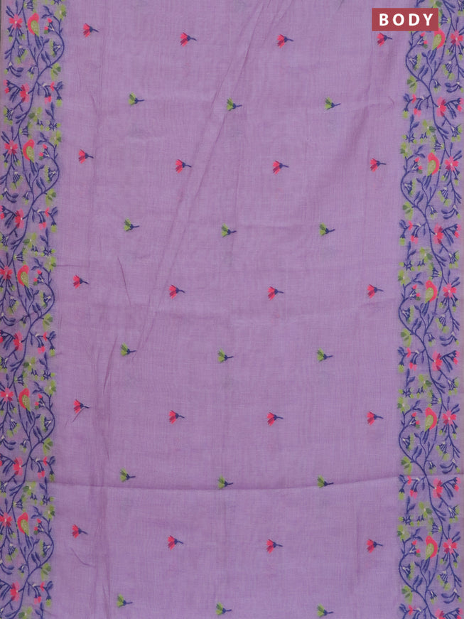 Munga cotton saree lavender shade with thread woven floral buttas and woven border