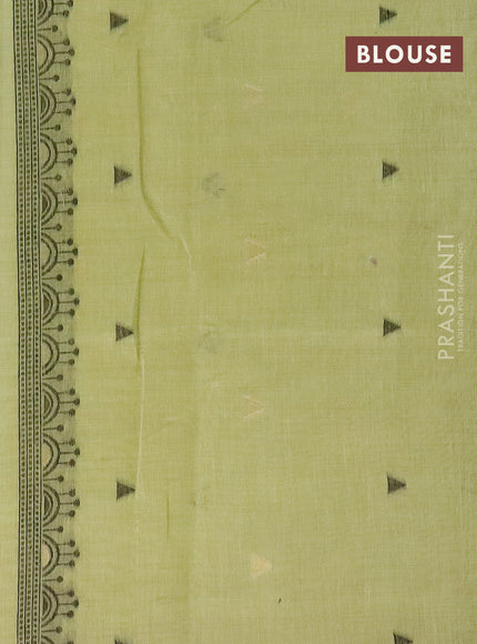 Munga cotton saree pista green with thread woven buttas and warli design thread woven border