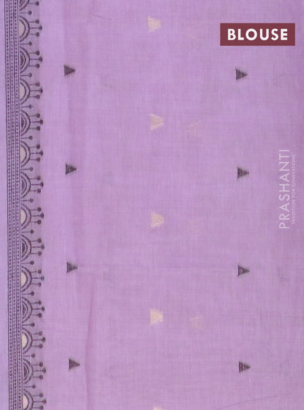 Munga cotton saree lavender shade with thread woven buttas and warli design thread woven border