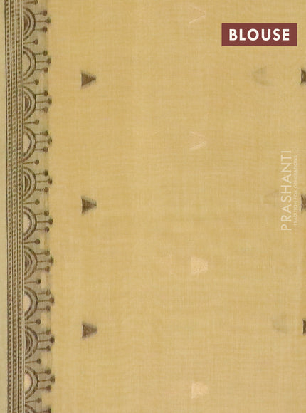 Munga cotton saree yellow with thread woven buttas and warli design thread woven border