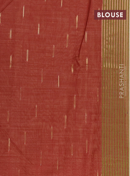 Munga cotton saree beige and maroon with thread & zari woven floral buttas in borderless style