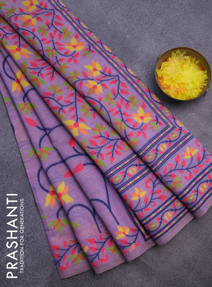 Munga cotton saree lavender shade with allover thread weaves and thread woven border