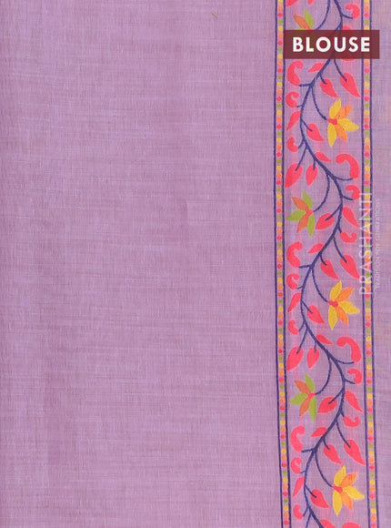 Munga cotton saree lavender shade with allover thread weaves and thread woven border