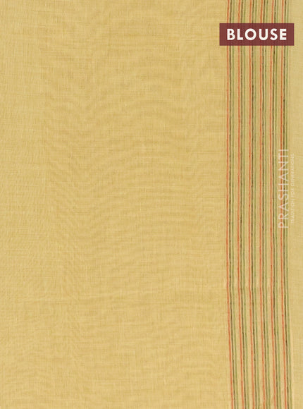 Munga cotton saree yellow with thread & zari woven buttas and long thread woven border