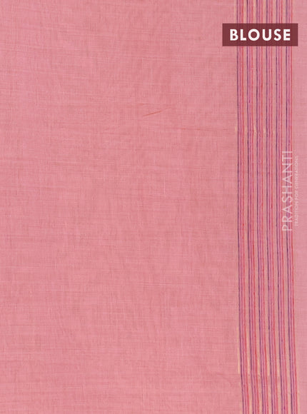 Munga cotton saree peach pink with thread & zari woven buttas and long thread woven border