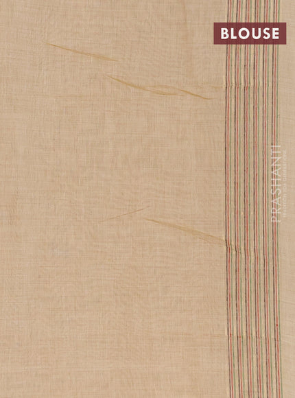 Munga cotton saree beige with thread & zari woven buttas and long thread woven border