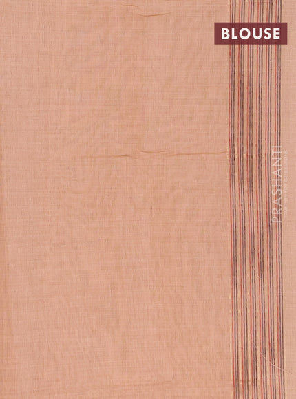 Munga cotton saree peach orange with thread & zari woven buttas and long thread woven border