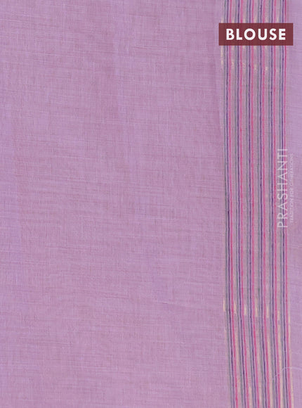 Munga cotton saree lavender shade with thread & zari woven buttas and long thread woven border