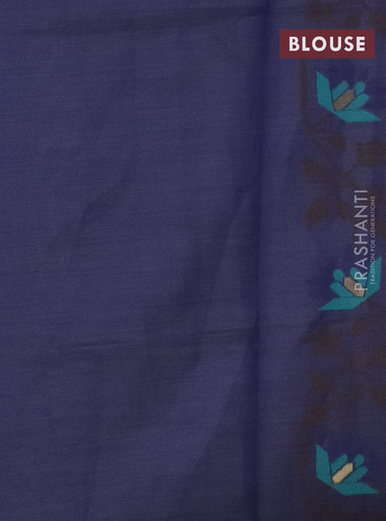 Munga cotton saree grey shade and blue with allover thread weaves and thread woven border