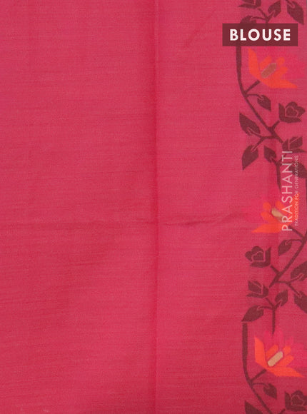 Munga cotton saree grey shade and pink with allover thread weaves and thread woven border