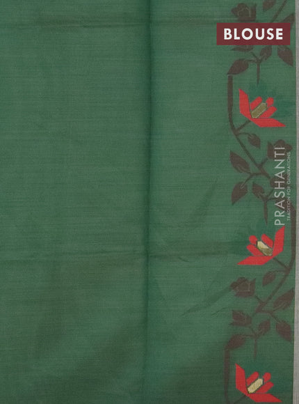 Munga cotton saree grey shade and green with allover thread weaves and thread woven border