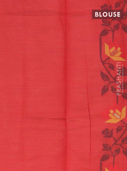 Munga cotton saree grey shade and red with allover thread weaves and thread woven border