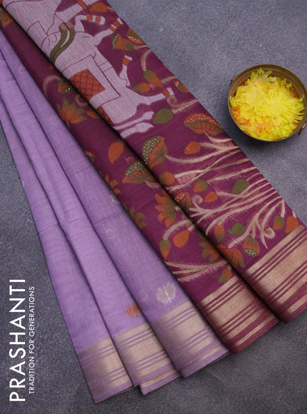 Munga cotton saree lavender shade and wine shade with thread & zari woven buttas and zari woven border