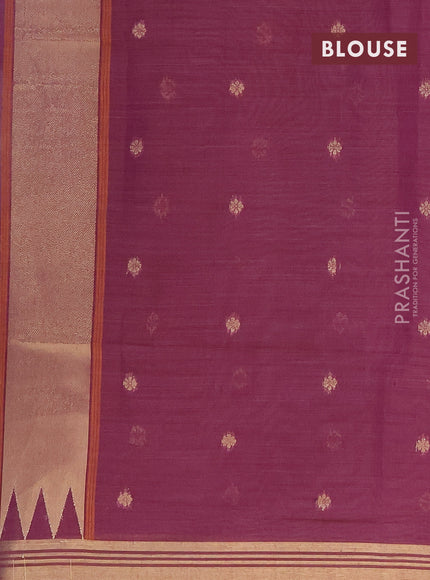 Munga cotton saree lavender shade and wine shade with thread & zari woven buttas and zari woven border