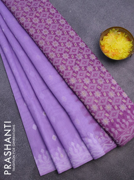 Munga cotton saree lavender and purple with thread & zari woven buttas and thread woven border