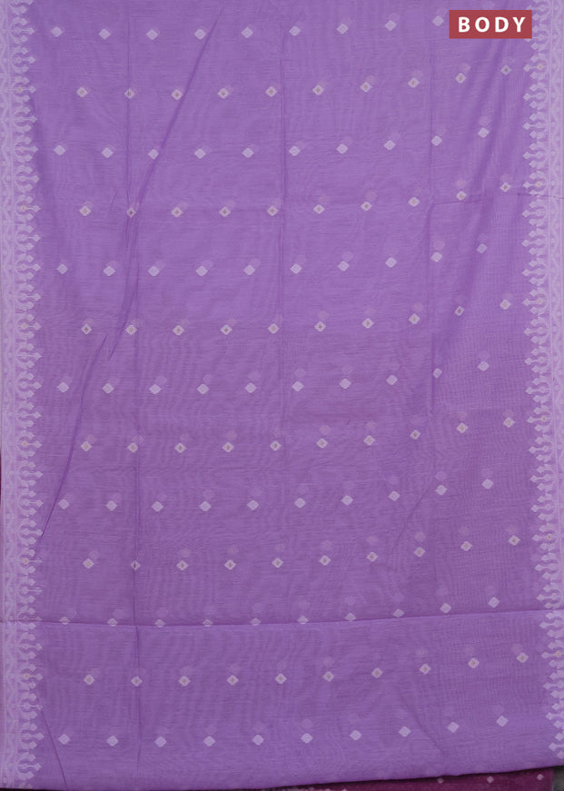 Munga cotton saree lavender and purple with thread & zari woven buttas and thread woven border