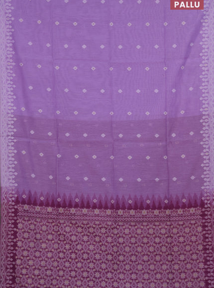 Munga cotton saree lavender and purple with thread & zari woven buttas and thread woven border