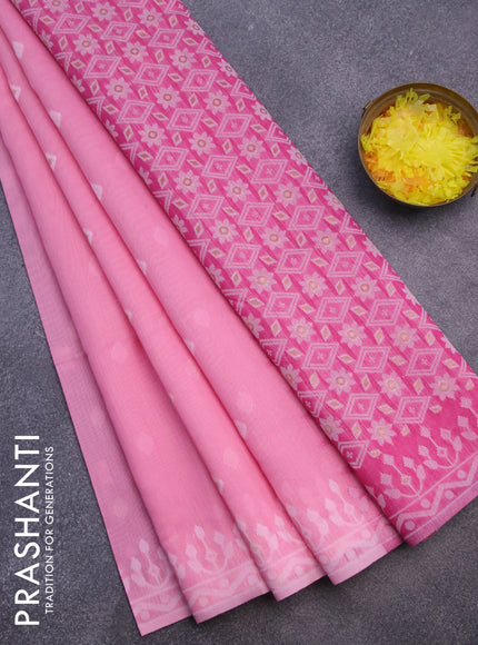 Munga cotton saree light pink and pink with thread & zari woven buttas and thread woven border