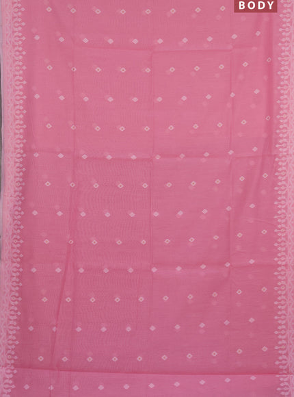 Munga cotton saree light pink and pink with thread & zari woven buttas and thread woven border