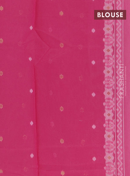 Munga cotton saree light pink and pink with thread & zari woven buttas and thread woven border