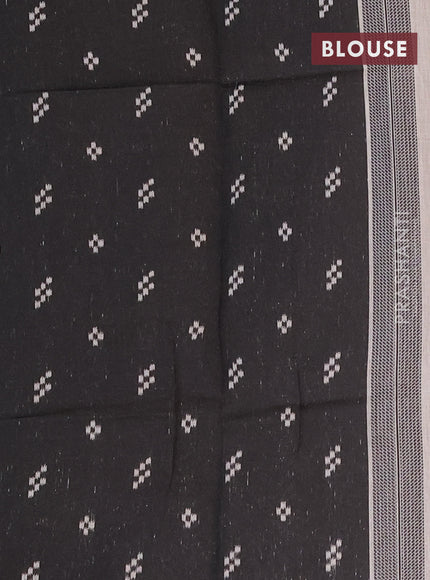 Munga cotton saree beige and black with thread woven buttas in borderless style