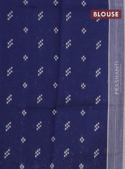 Munga cotton saree beige and blue with thread woven buttas in borderless style