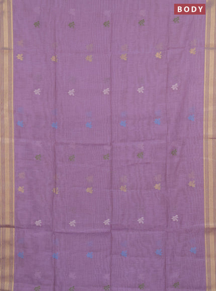 Munga cotton saree lavender shade and wine shade with thread & zari woven buttas and zari woven border