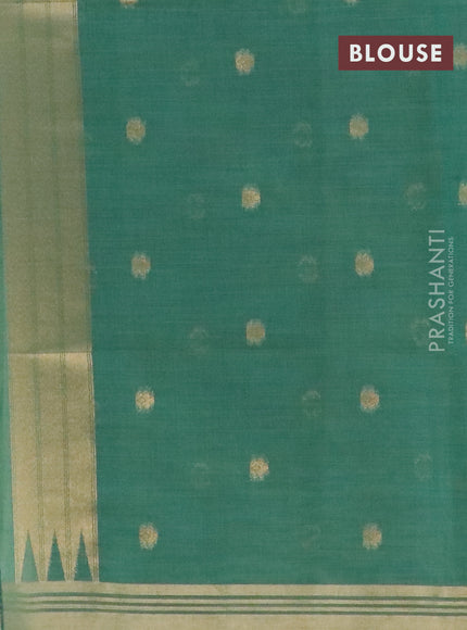 Munga cotton saree pista green and green with thread & zari woven buttas and zari woven border