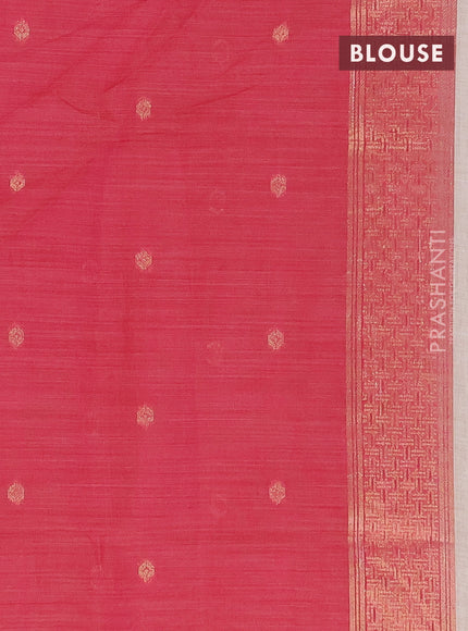 Munga cotton saree beige light green and pink with thread woven floral buttas in borderless style