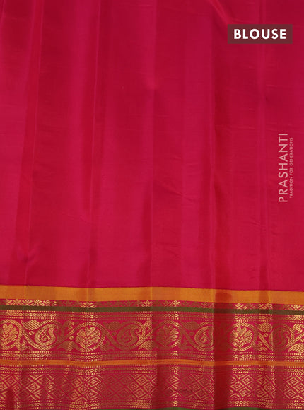 Pure gadwal silk saree light green and pink with allover zari checks & buttas and zari woven border