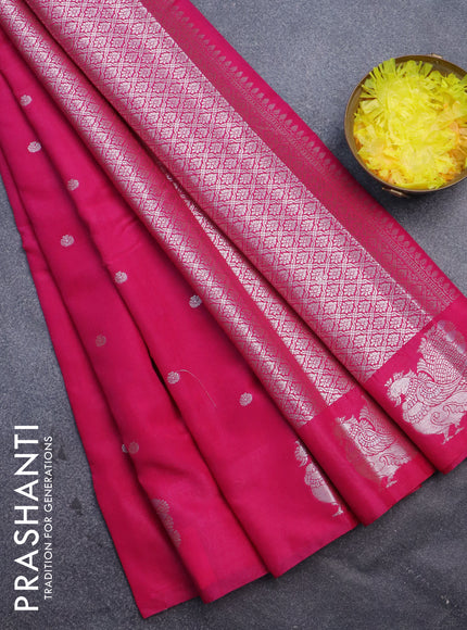 Semi tussar saree pink with woven buttas and butta border