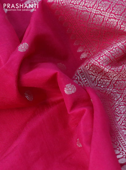 Semi tussar saree pink with woven buttas and butta border