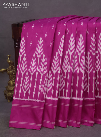 Pochampally silk saree pink with ikat butta weaves and simple border