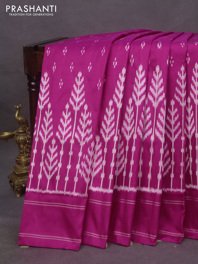 Pochampally silk saree pink with ikat butta weaves and simple border