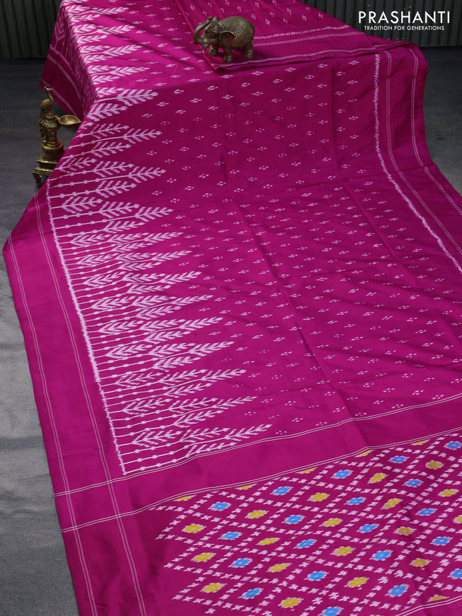 Pochampally silk saree pink with ikat butta weaves and simple border