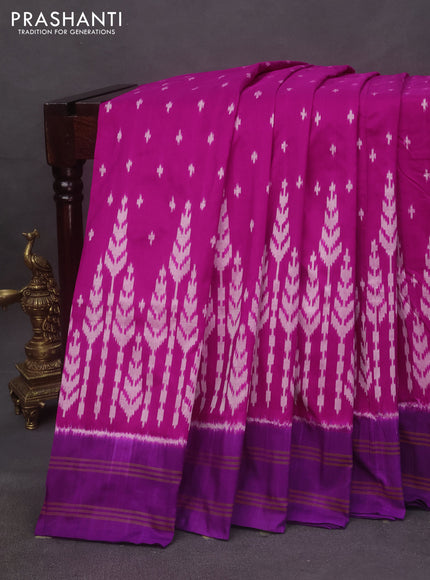 Pochampally silk saree pink and violet with allover ikat weaves and simple border