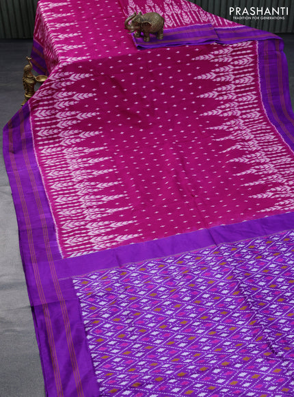 Pochampally silk saree pink and violet with allover ikat weaves and simple border