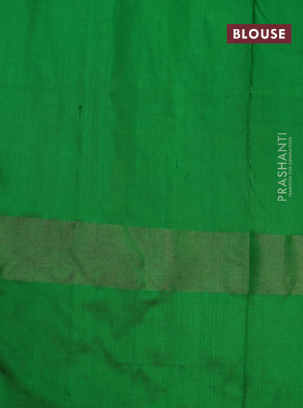 Pochampally silk saree purple and green with allover ikat butta weaves and zari woven ikat style border