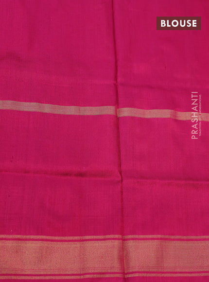 Pochampally silk saree blue and magenta pink with allover ikat butta weaves and long ikat woven zari border