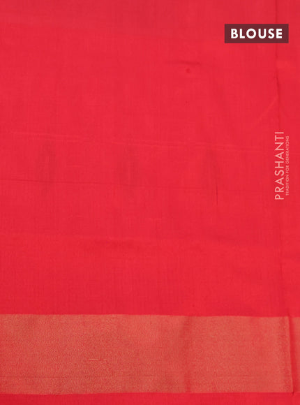 Pochampally silk saree grey and red with allover ikat butta weaves and zari woven border