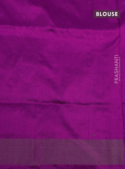 Pochampally silk saree grey and purple with allover ikat butta weaves and zari woven border