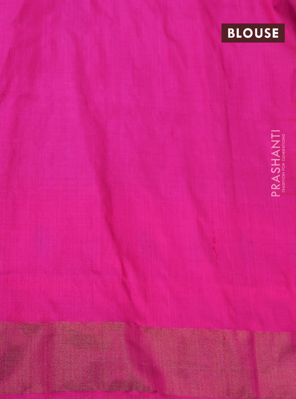 Pochampally silk saree fluorescent green and pink with allover ikat butta weaves and zari woven border