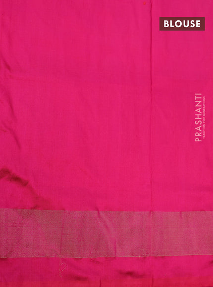 Pochampally silk saree off white and pink with allover zig zag weaves and zari woven border